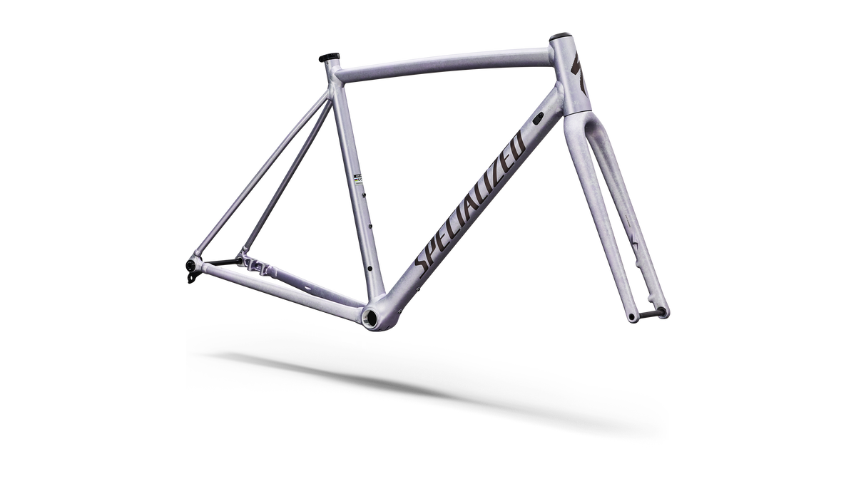 Crux DSW Frameset front end and carbon fork detail, Silver Dust
