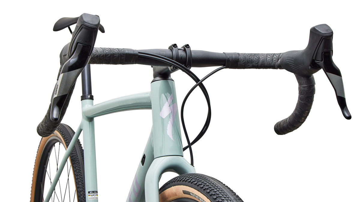 Crux DSW Comp D'Aluisio Smartweld head tube detail, Agave Grey