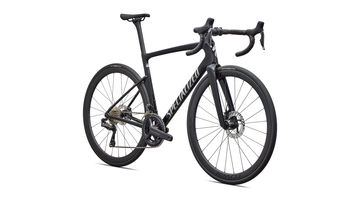 Tarmac SL9 Expert Ultegra Di2 front end detail, Gloss Black