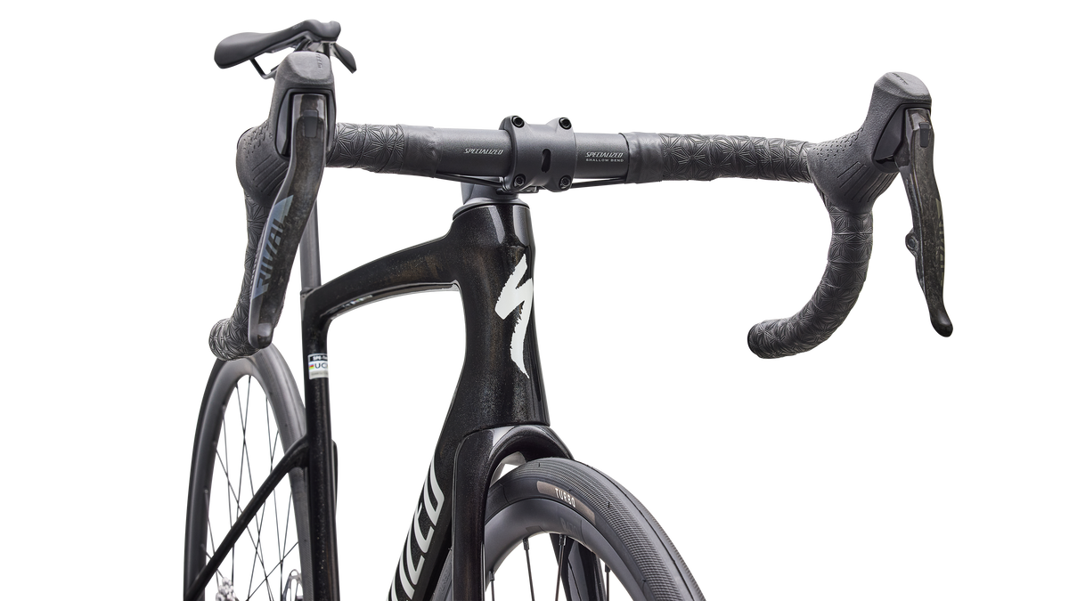 Tarmac SL9 Speed Sniffer head tube detail, Charcoal Tint